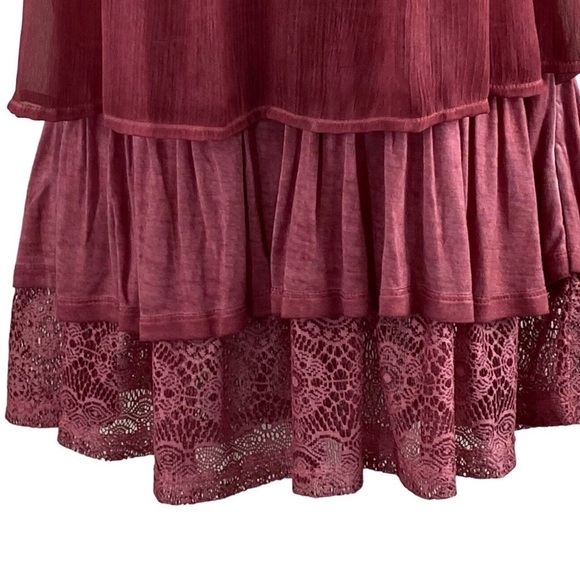 Artesia Layered Ruffle Lace Tunic Tank Shirt Women XL Dusty Rose Boho NWOT!! - Picture 7 of 12